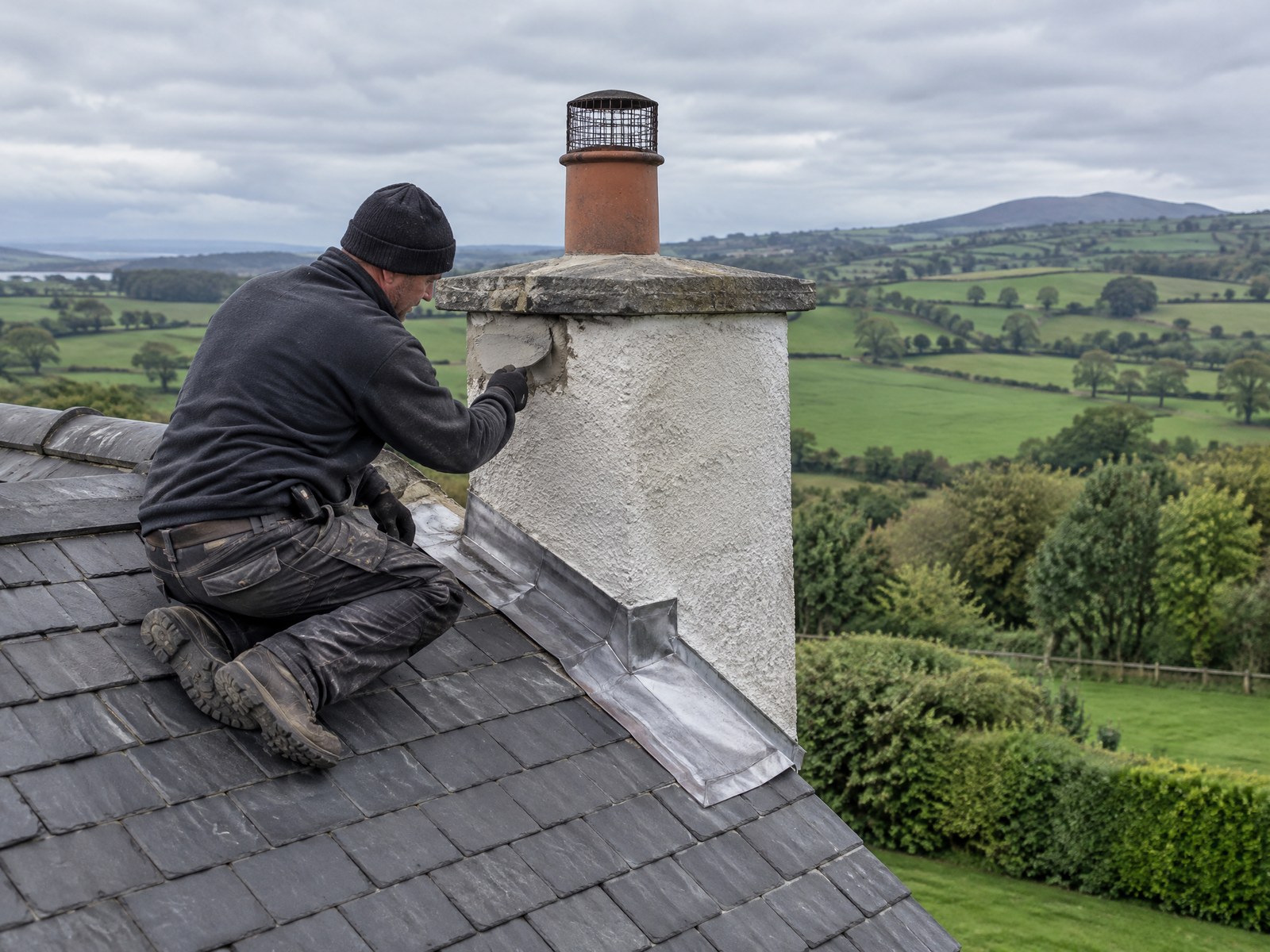 Chimney repair on a Northern Ireland home