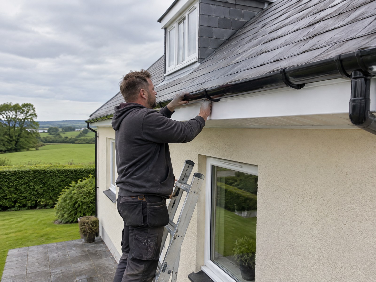 New uPVC guttering on a Northern Ireland house